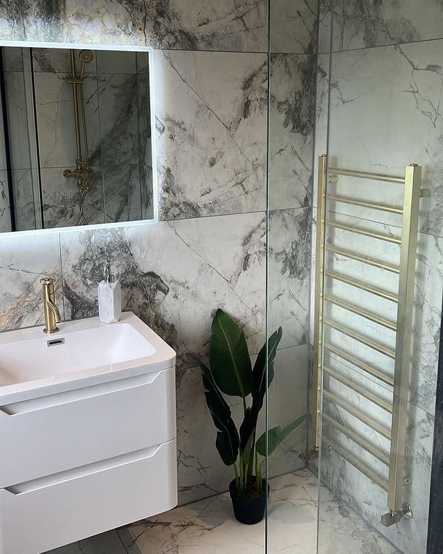 Bathroom renovation detail with modern fittings and finished surfaces