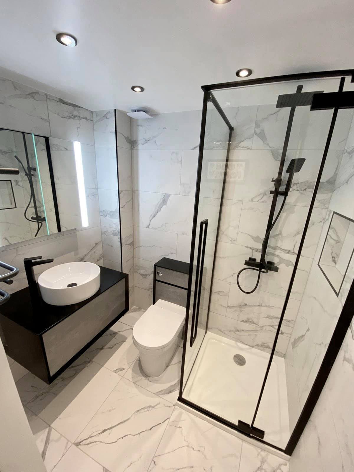Portrait bathroom project photo showing premium fitted bathroom work