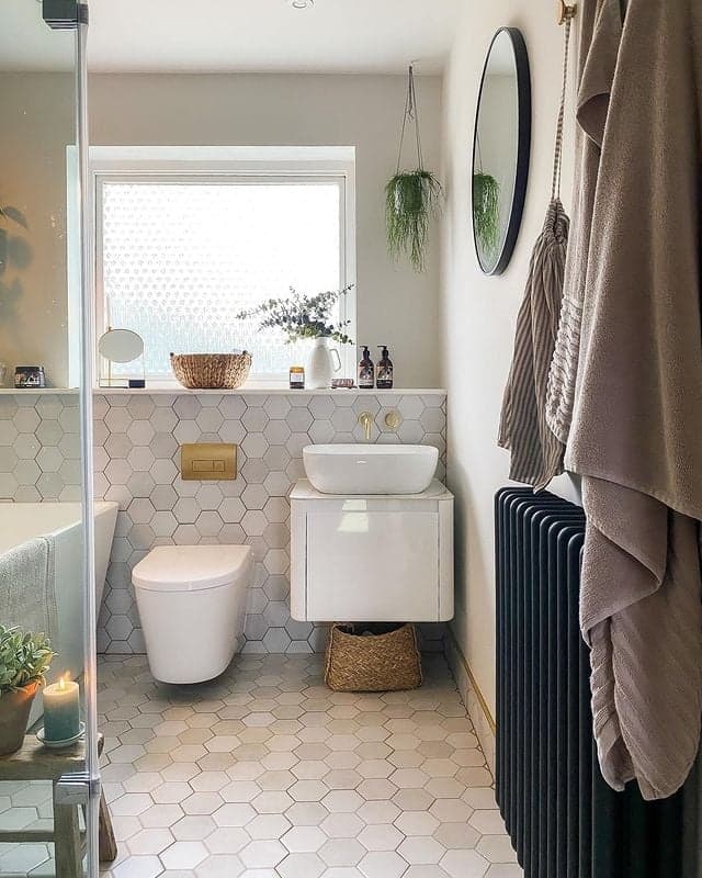 Bathroom detail photo showing a modern fitted finish