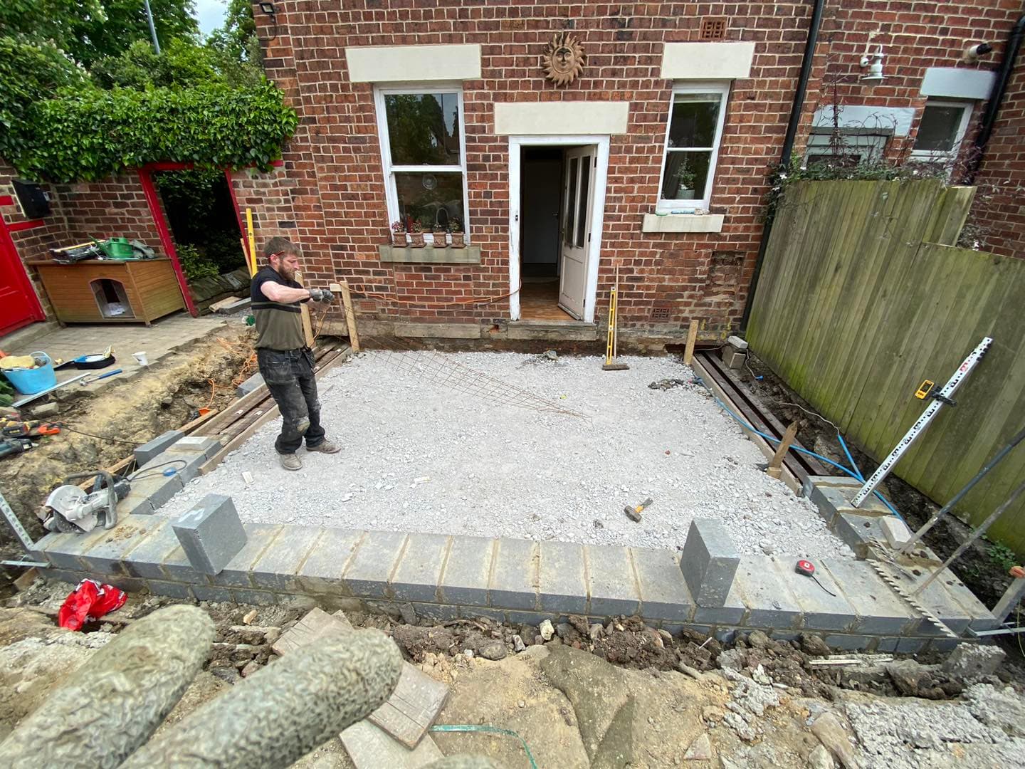 Groundworks prepared for a rear extension project in Leeds