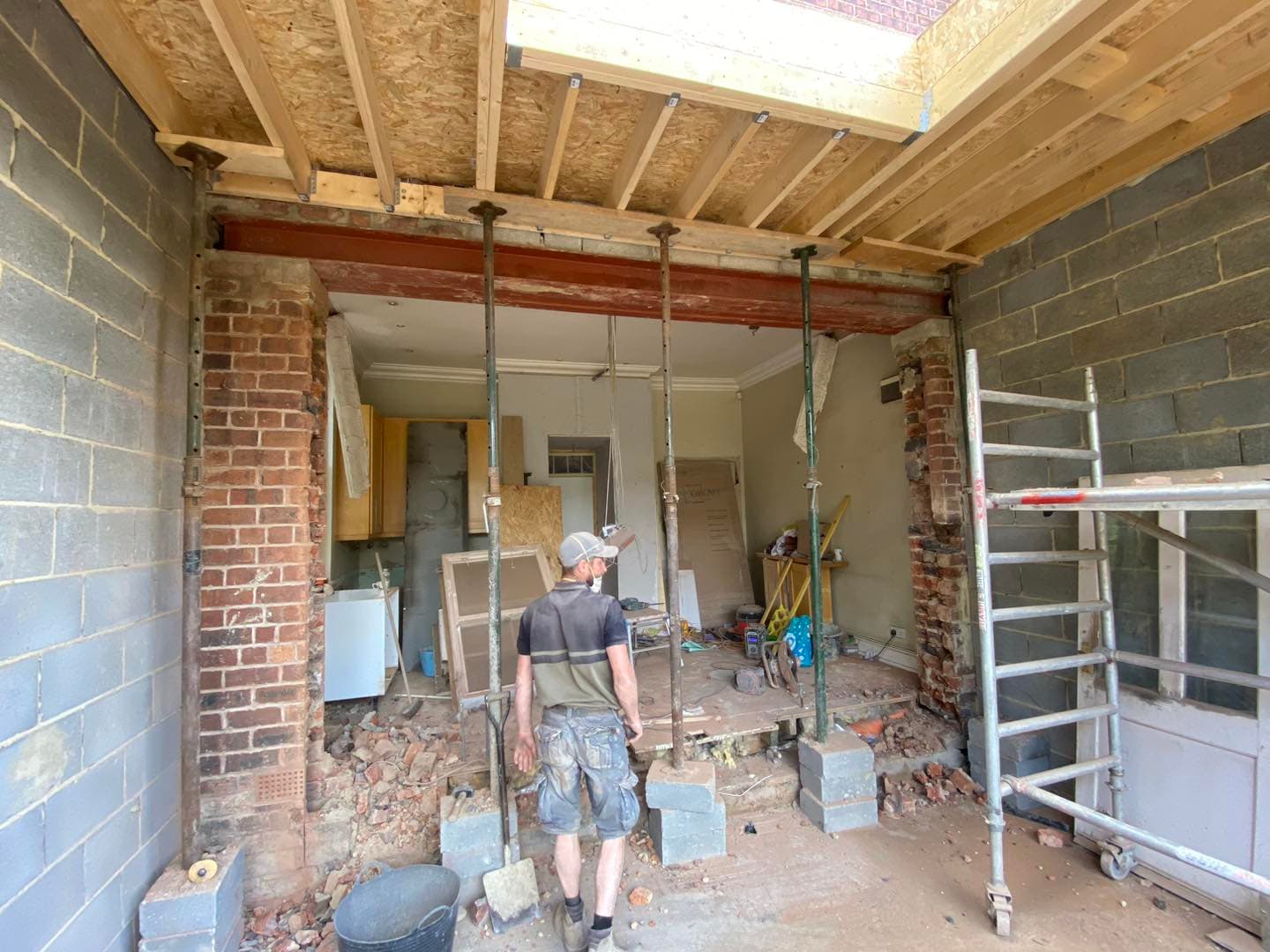 Structural steel and build stage on a Leeds extension project