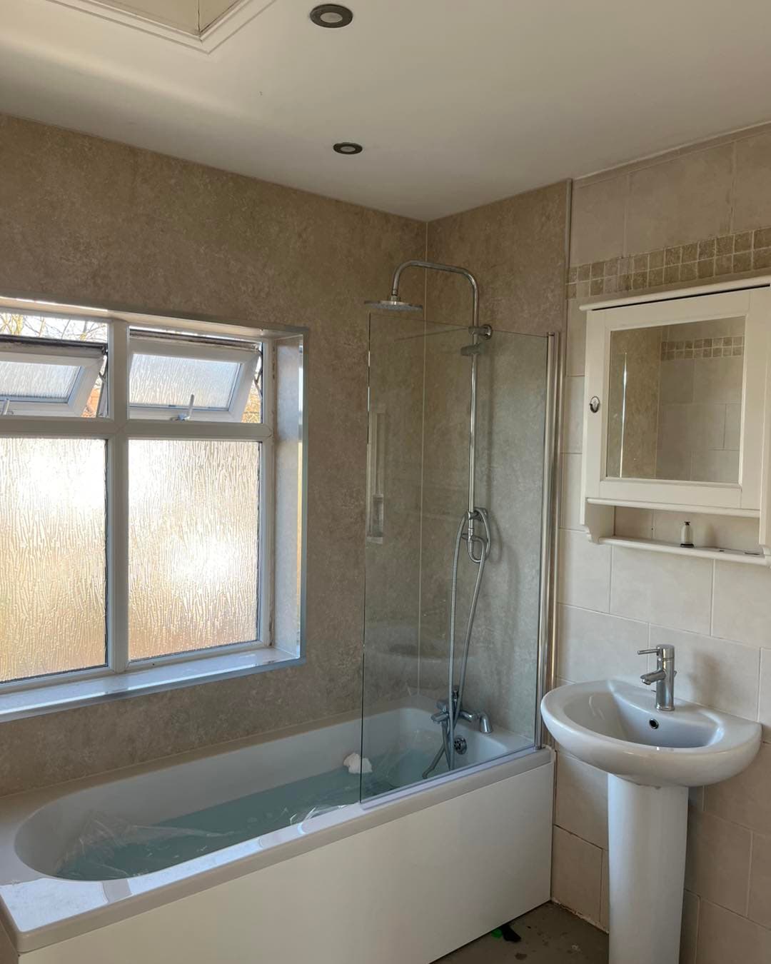 Water damage repair linked to a bathroom leak